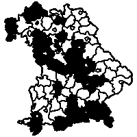 Landkreise: Aichach-Friedberg,Amberg-Sulzbach,Ansbach,Aschaffenburg,Aschaffenburg Stadt,Bad Kissingen,Bad Tölz-Wolfratshausen,Berchtesgadener Land,Dingolfing-Landau,Eichstätt,Erlangen Stadt,Forchheim,Fürth Stadt,Garmisch-Partenkirchen,Kelheim,Kitzingen,Landshut,Lichtenfels,Miesbach,Miltenberg,München,München Stadt,Neumarkt i.d.Opf.,Neustadt a.d.Aisch-Bad Windsheim,Nürnberg Stadt,Oberallgäu,Regensburg,Rhön-Grabfeld,Rosenheim,Schweinfurt Stadt,Traunstein,Weißenburg-Gunzenhausen